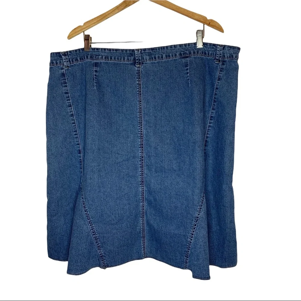 LANE BRYANT Denim Raw Hem Flare Skirt Sz 24W